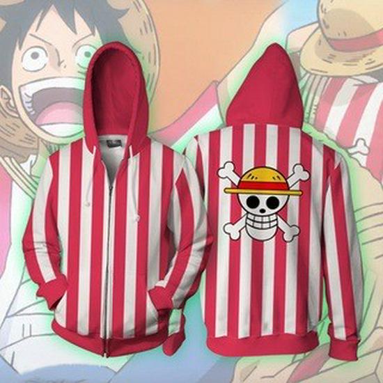 2021 One Piece Anime 3D Print Zipper Hoodie for Men