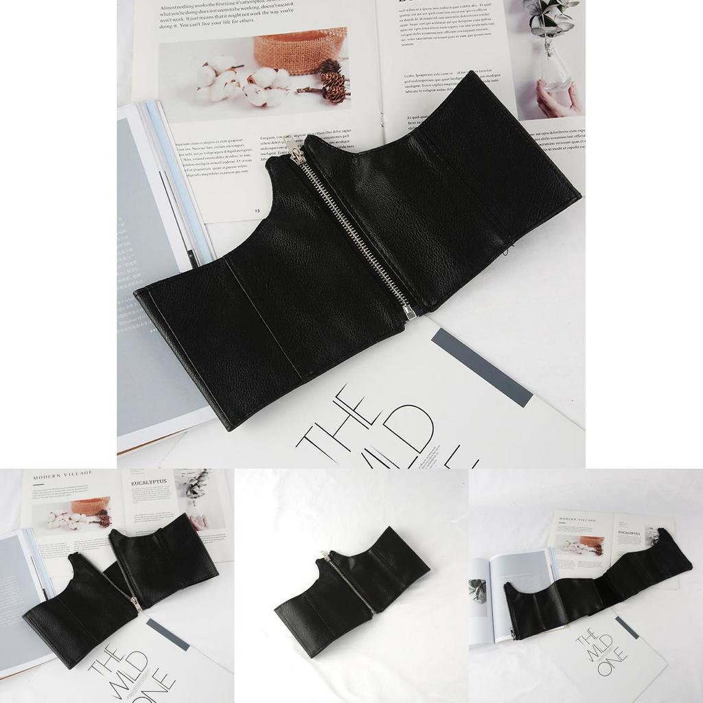 Simple Solid Color Artificial Leather Women Casual Wide Waistband With Zipper For Outdoor Fashion Streetwear