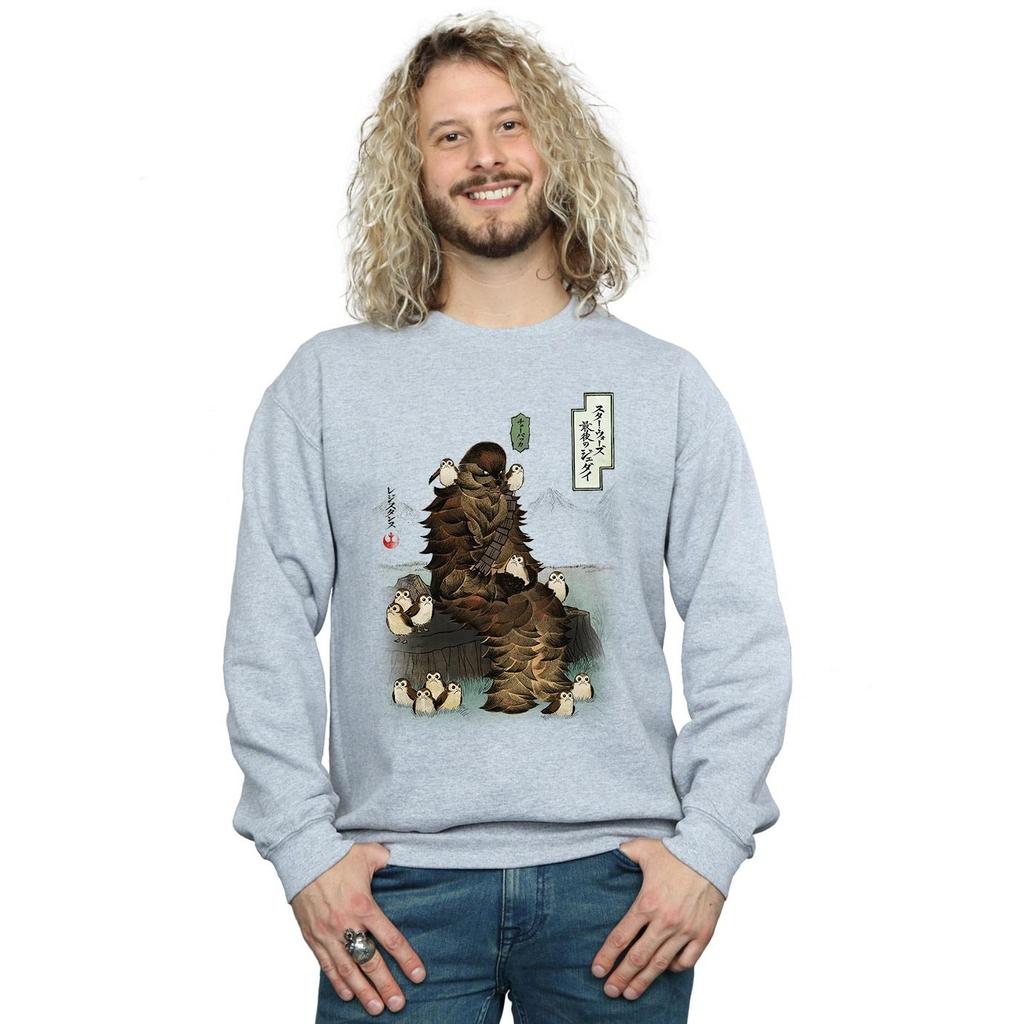Star Wars Mens The Last Jedi Japanese Chewbacca Porgs Sweatshirt