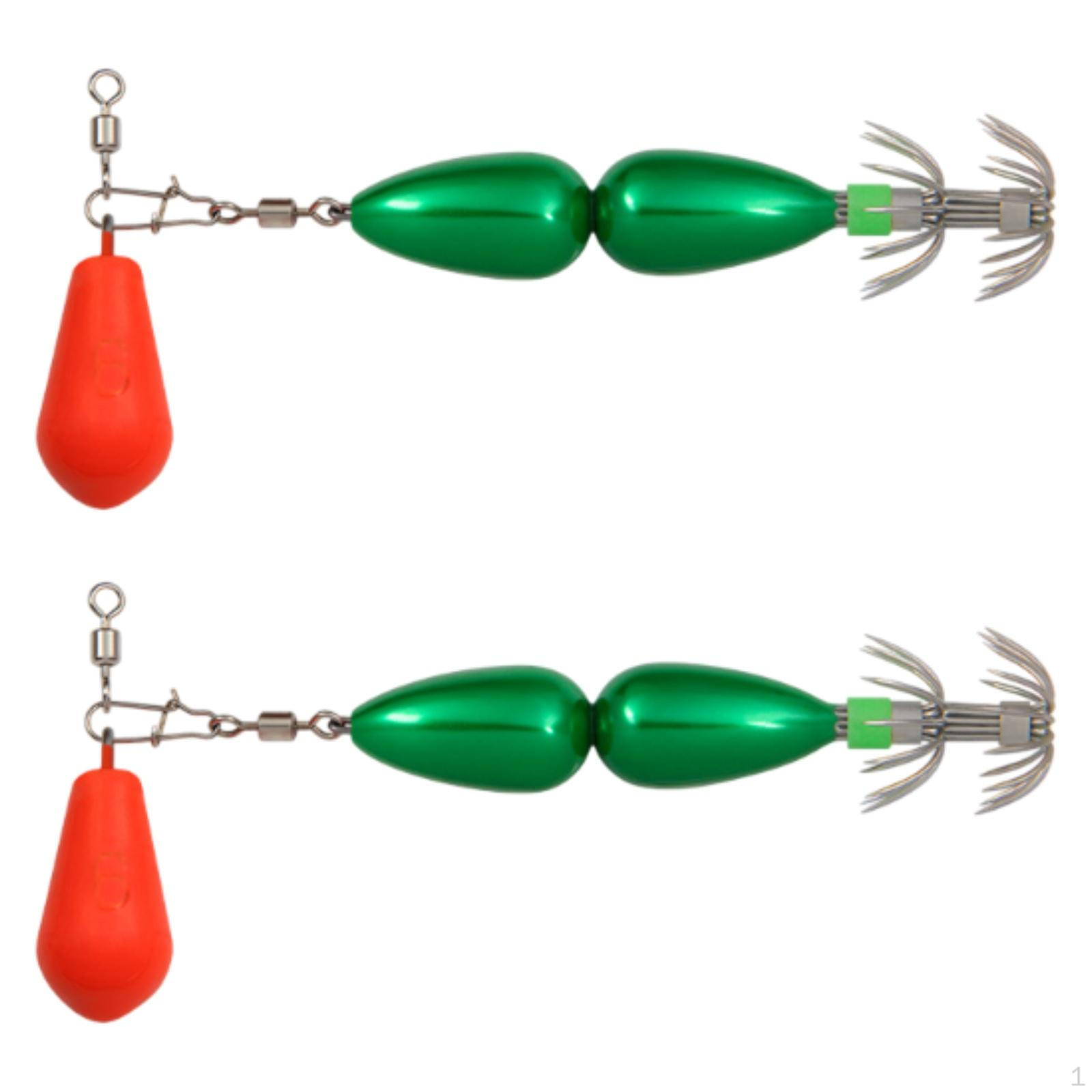 

2 Pack Squid Jig Hooks for Octopus Fishing Soft Lure Trolling Tool Green