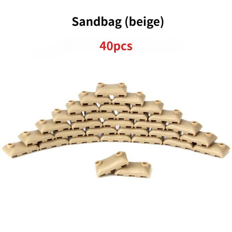 

MOC Military Building Blocks Tricycle Motorcycle Protective Net Sandbag Anti-Aircraft Gun Wire Mesh Outpost War Scene Toy
