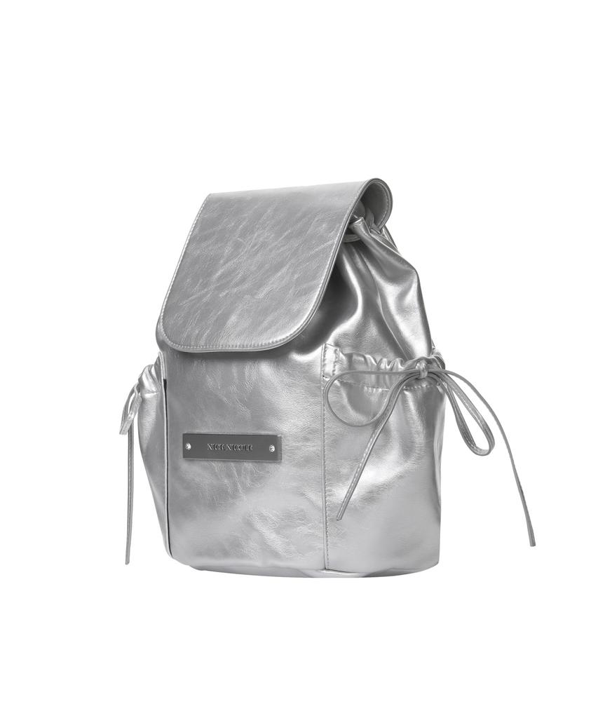 Nick&Nicole Crystal Leather Shirring Backpack_Silver