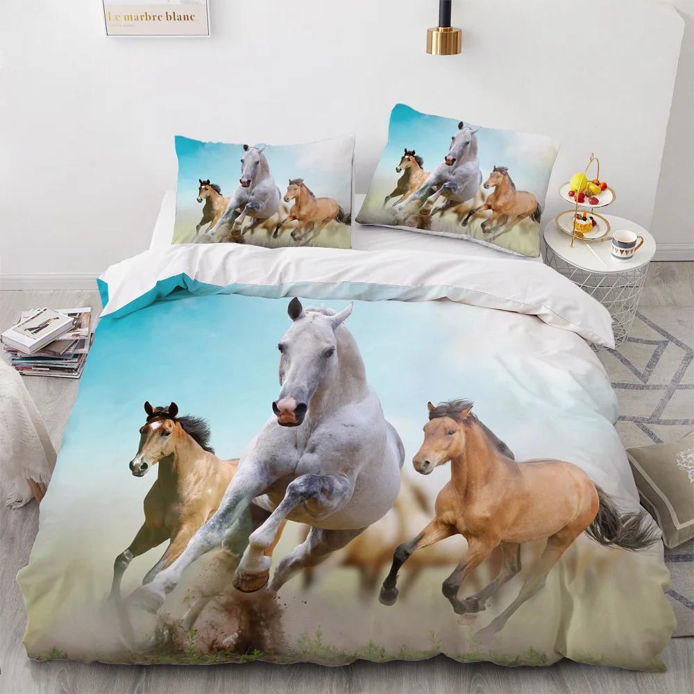 Hot Luxury Style Galaxy Deer Bedding Western Animal Bedspread Set 3D Pet Cats,horses Duvet Cover Sets Dropshipping Customized