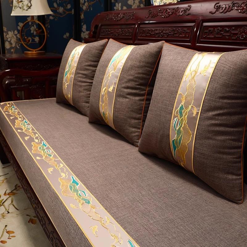 Mahogany Sofa Seat Cushion New Chinese Sofa Towel High-Grade Non-Slip Solid Wood Sofa Cushion Cover Brohan Bed Cover