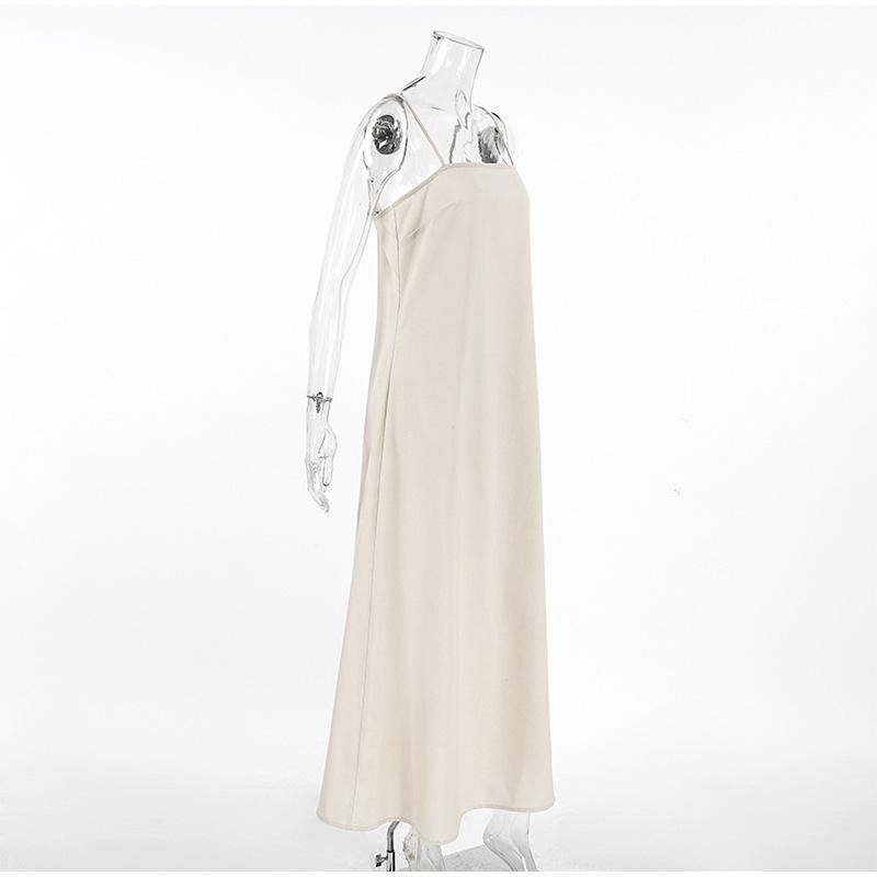 Elegant Cotton Lined Slip Dress Women Solid Color Tube Sleeveless Long Dresses Female 2025 Spring Summer Fashion Lady Beach Dress