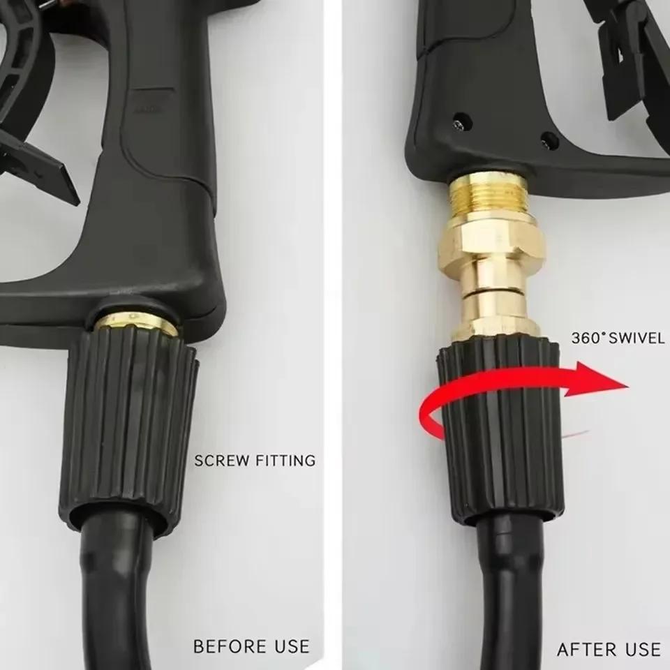 High Pressure Washer Swivel Connector Hose Fitting M22 14mm 15mm Anti-tangle Thread Rotation Water Gun Connector Car Cleaning
