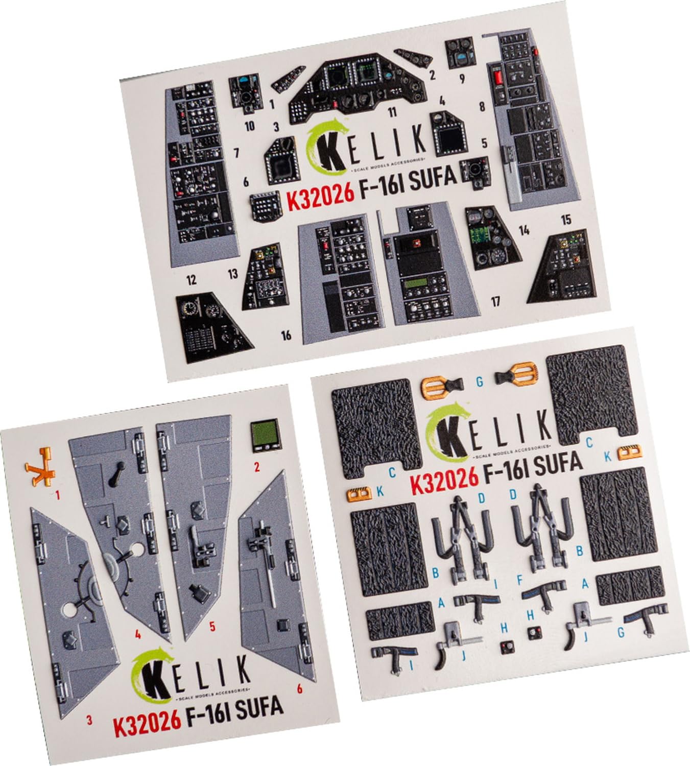 

Reskit Sufa Интерьер 3D Декаль Декаль для пластиковой модели RSKK32026 1/32 F-16I (для Академии) (Самолет)