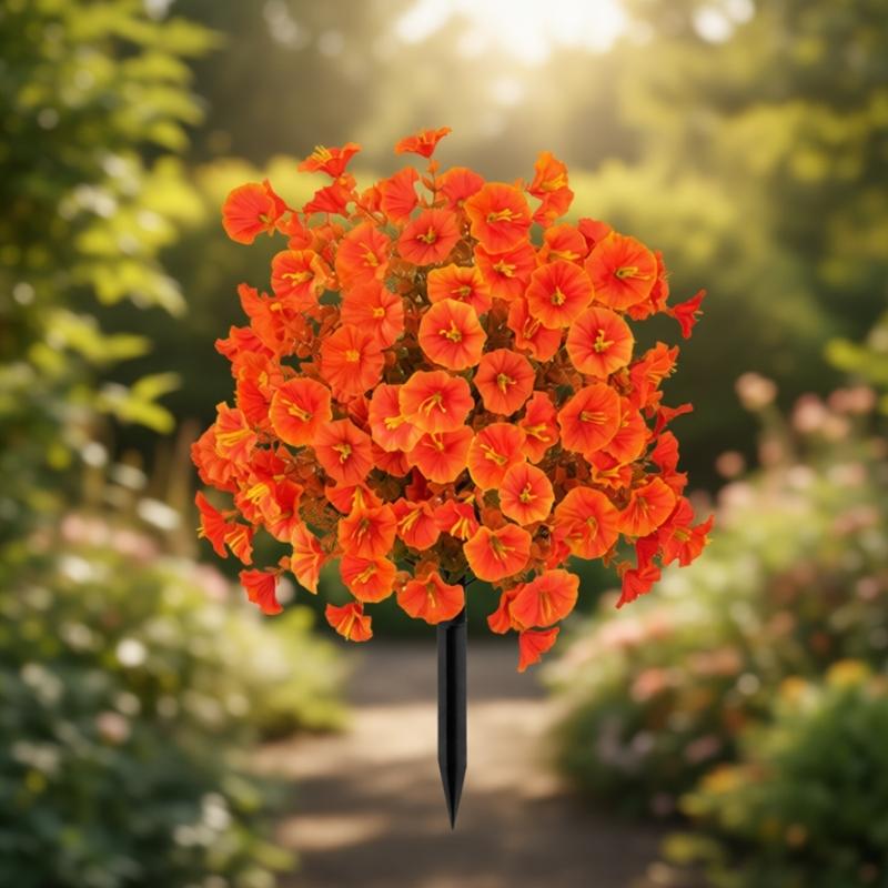 Artificial Plant Outdoor Artificial Morning Glory Flower Ground Stake Weather Resistant Plastic Flower For Garden Patio