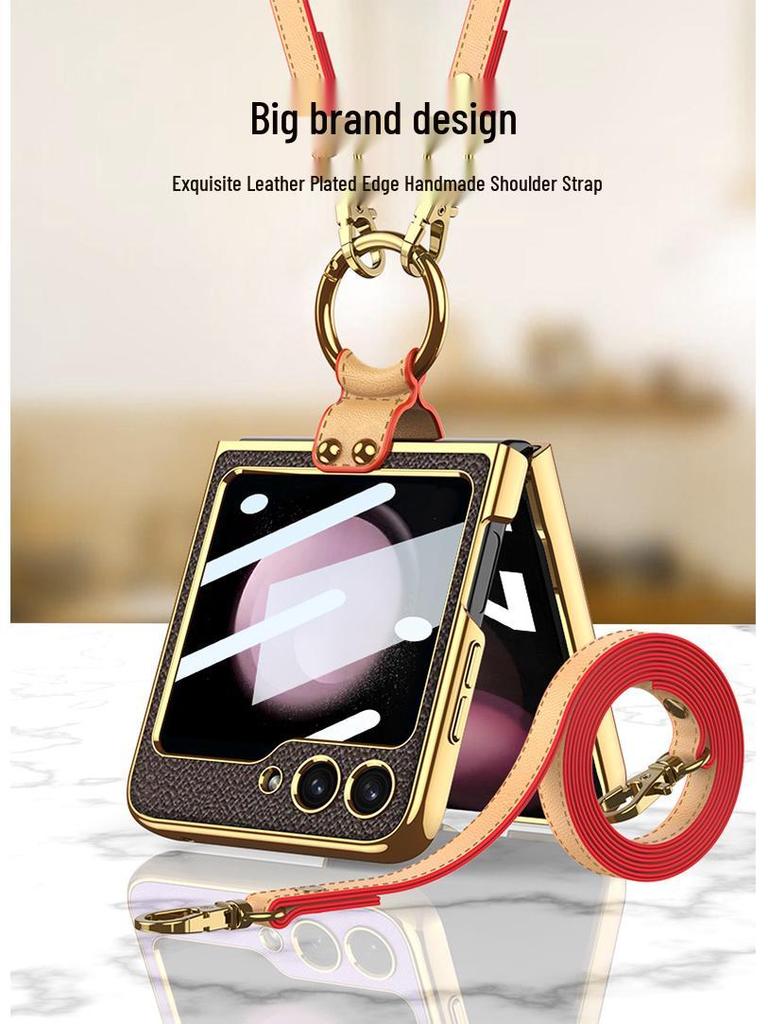 Crossbody Samsung Z Flip 5 Phone Case with Adjustable Lanyard and Strap, Hard Shell