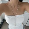Bohemian Crystal Y-Shaped Necklace Long Chain Retro Clavicle Chain Cross Pendant Necklace  Daily