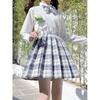 Grid Shaped High Waisted A- line Skirt Plaid High Waist Preppy Style A- line Skirt