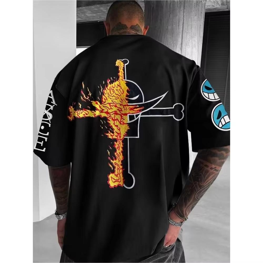 One Piece 2026 Summer Men Cotton Tshirt Streetwear Anime Graphic Oversized Short Sleeve Casual Daily Wear Roronoa Zoro 3 Swords