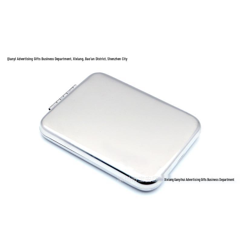Engravable Stainless Steel Foldable Makeup Mirror - Unbreakable, Portable, Round/Square Design, Compact Size