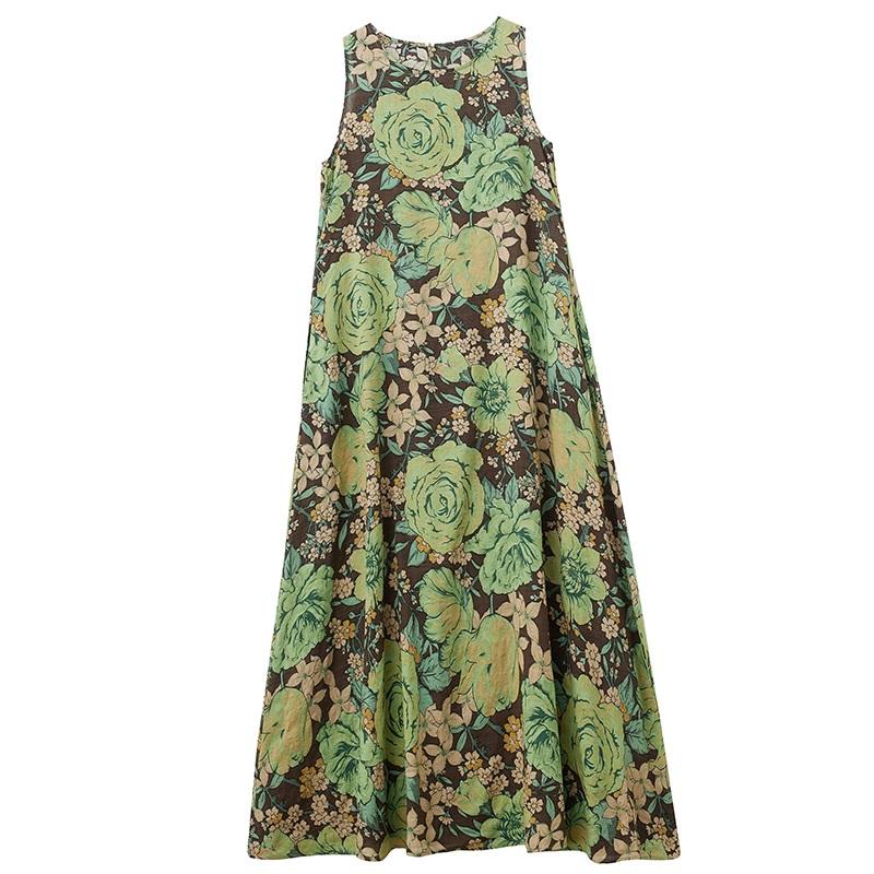 Fără mâneci Plus size vintage Floral nou în rochii pentru femei rochie lejeră lungă de vară