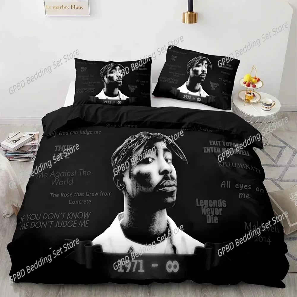 Tupac Shakur Raper 2Pac Beding Set 3D Printed Suitable for Bedrom Soft Durable Quality Duvet Cover Set With Pilowcases Children Kids Home Textile