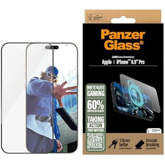 Protection d'écran - PANZERGLASS - iPhone 16 Pro Max - Verre trempé - Sensibilité tactile élevée - Finition mate