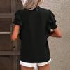 Women's Color V-neck Casual Double Layer Sleeves Color Shirt Top