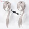 Quanxi Cosplay Wig Silver 70cm Long Silver Gray Women Cosplay Anime Wigs Heat Resistant Hair Halloween Role Play Wigs + Wig Cap