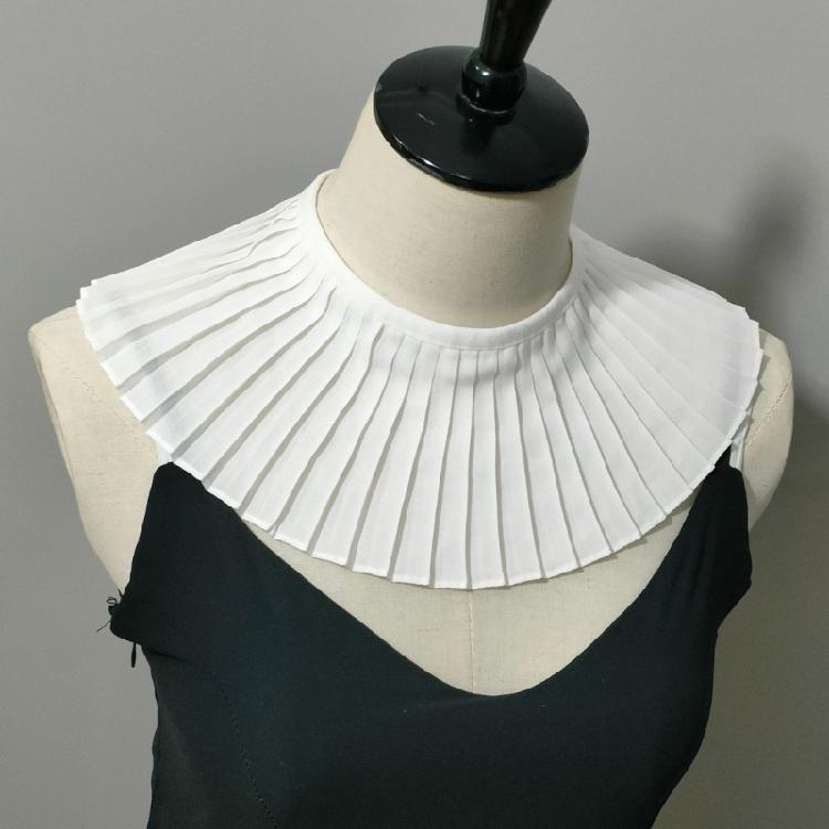 Detachable False Collar Women Girl Elegant Pleated Ruffle Chiffon Shawl Scarf