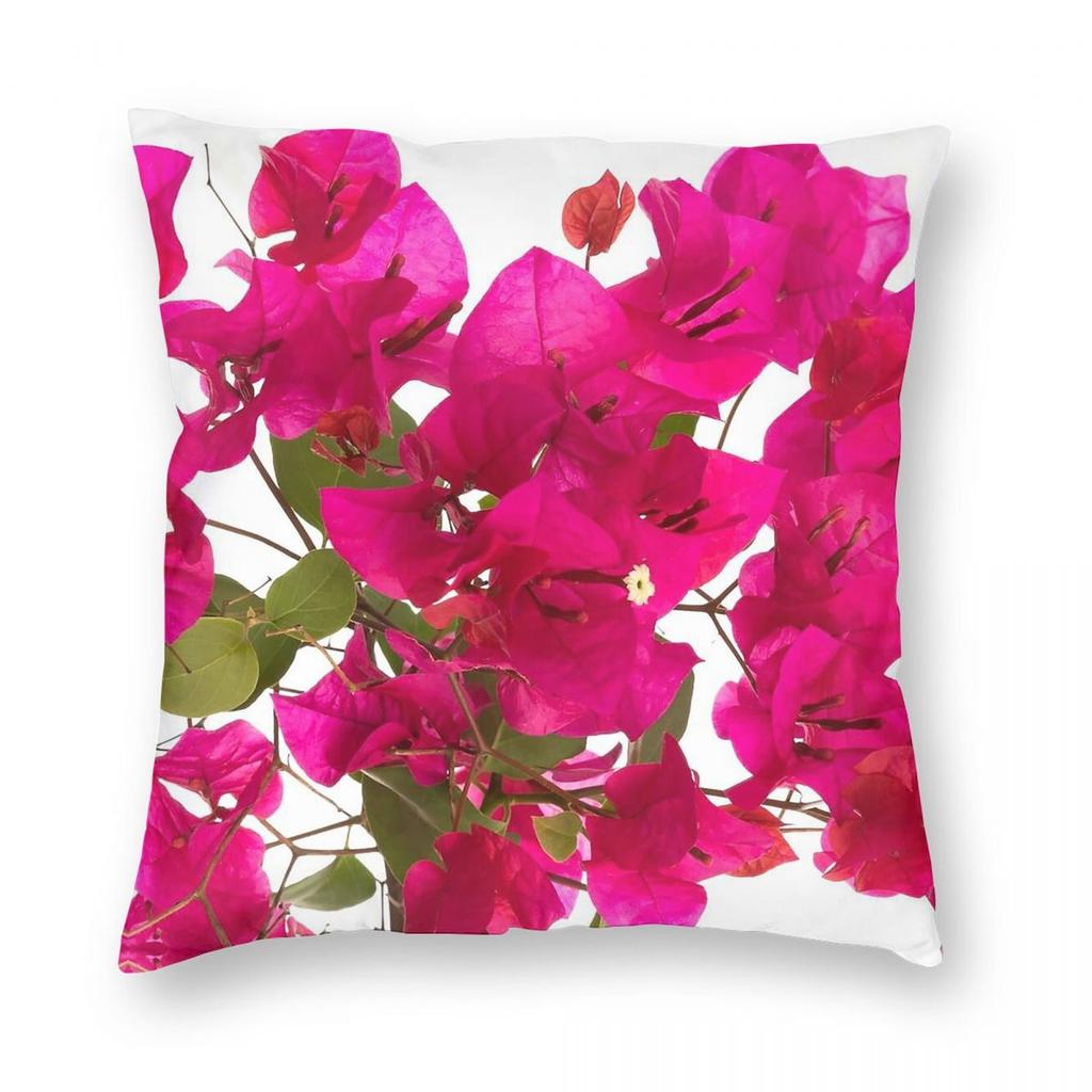 Bougainvillea Flower Square Pillowcase Polyester Linen Velvet Creative Zip Decorative Pillow Case Bed Cushion Cover