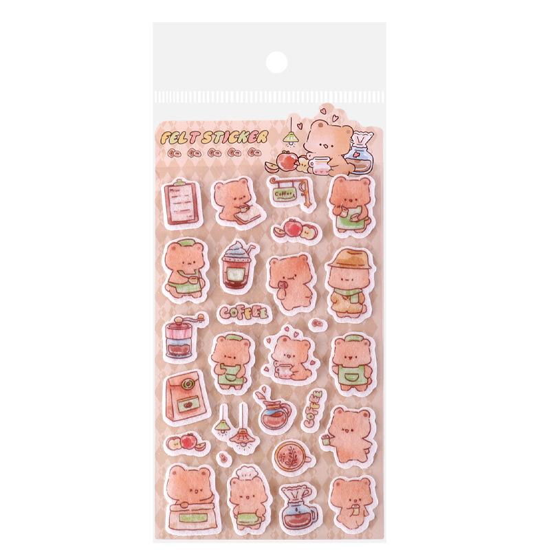 

1/6Pcs Cute Cartoon Animals Felt Cloth Sticker Creativity 3D Relief Stickers Fun Scrapbooking Diy Diary Decoration Stationery