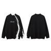 Unisex Oversized Streetwear Knit Sweater With Irregular Patchwork Embroidered Details Acrylic Blend Winter Warm Loose Fit
