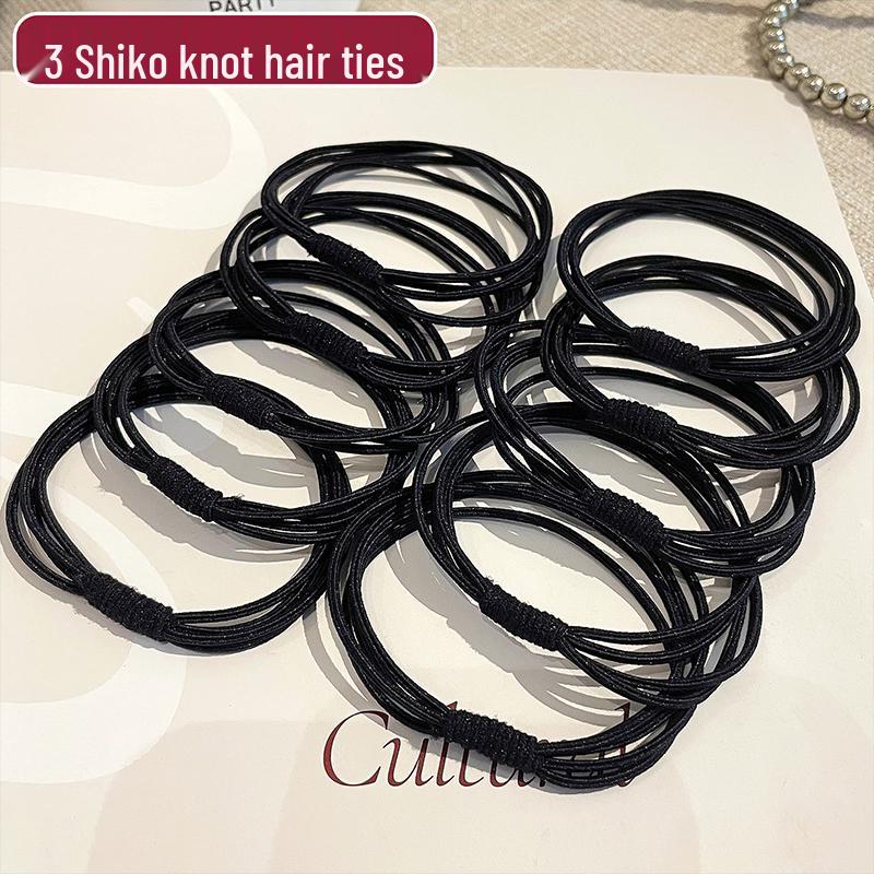 Корейская черная резинка для волос с высокой эластичностью: Прочная, Модная Многослойная Резинка для Волос для Женщин и Студенток