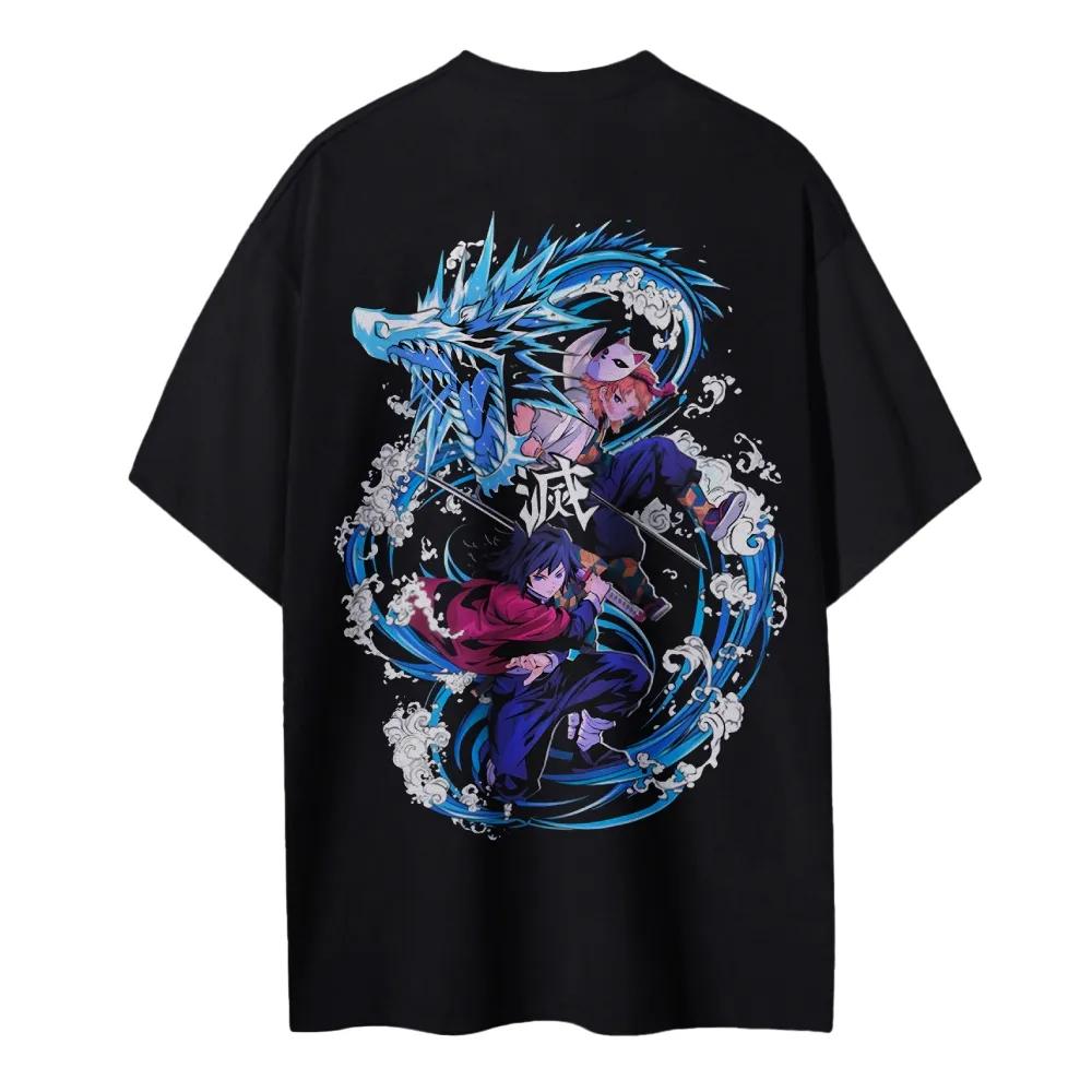 Demon Slayer Tshirt Mens Pure Cotton Casual Round Neck Tshirt Short Sleeve Clothing Summer Sports Casual Short Sleeve Top
