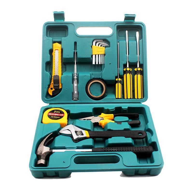 16-Piece Home and Car Repair Tool Set with Hammer & Wrench in Toolbox