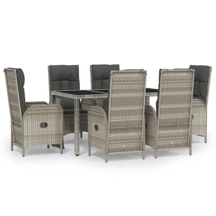 VidaXL Garden Dining Set and Cushions 7 Pcs Grey Rattan, Dining Set, Dining Set 3185036
