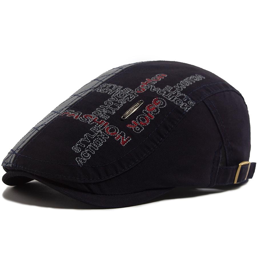 Letter Label Men Berets Fashion Embroidery Vintage Newsboy Cap Spring Autumn Flat Caps For Male Casual Outdoor Women Sun Hat