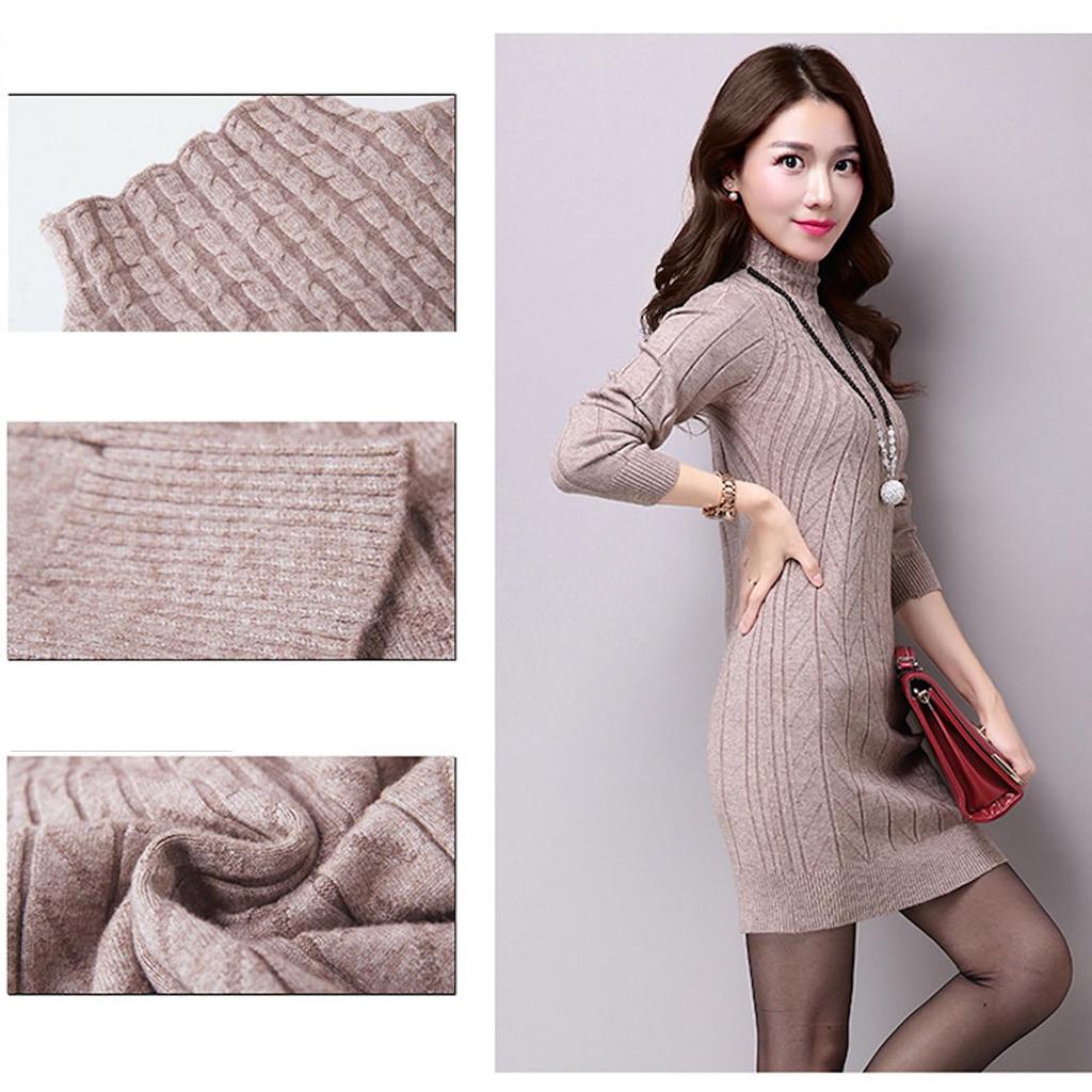 WesRiva Long Sleeve Mini Tunic Solid Simple Knit Black Women's Dress, Color, Top, Cute, Stylish, Outing, Elegant, Spring, Summer, Fall, Winter, (FREE,