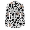Full-body Cow Pattern Zipper T-shirt, Casual Long-sleeved Top, Suitable for Spring and Autumn, Suitable for Home and Outdoor Wear