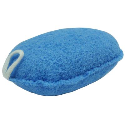 Japanese Loofah Body Sponge Blue 14.5x9.5x5cm - Exfoliating Bath Pouf for Lathering - Made In Japan