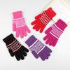 Winter adult women's cold-proof and warm gloves cycling plush wool knitted full-finger jacquard stall supply