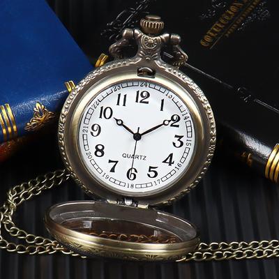 Reloj de Bolsillo Reloj de Bolsillo para Hombre Reloj de Bolsillo Retro Reloj Colgante Clásico con Tapa Insignia Nostálgico Mecánico Cuarzo