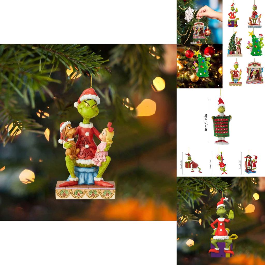 Fun Grinch Hanging Decoration Acrylic Christmas Tree Ornament For Car Interior Styling