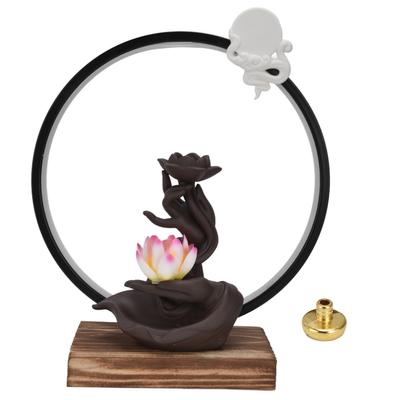USB Buddha Hand Incense Burner LED Backflow Incense Burner Incense Holder Ornament for Home