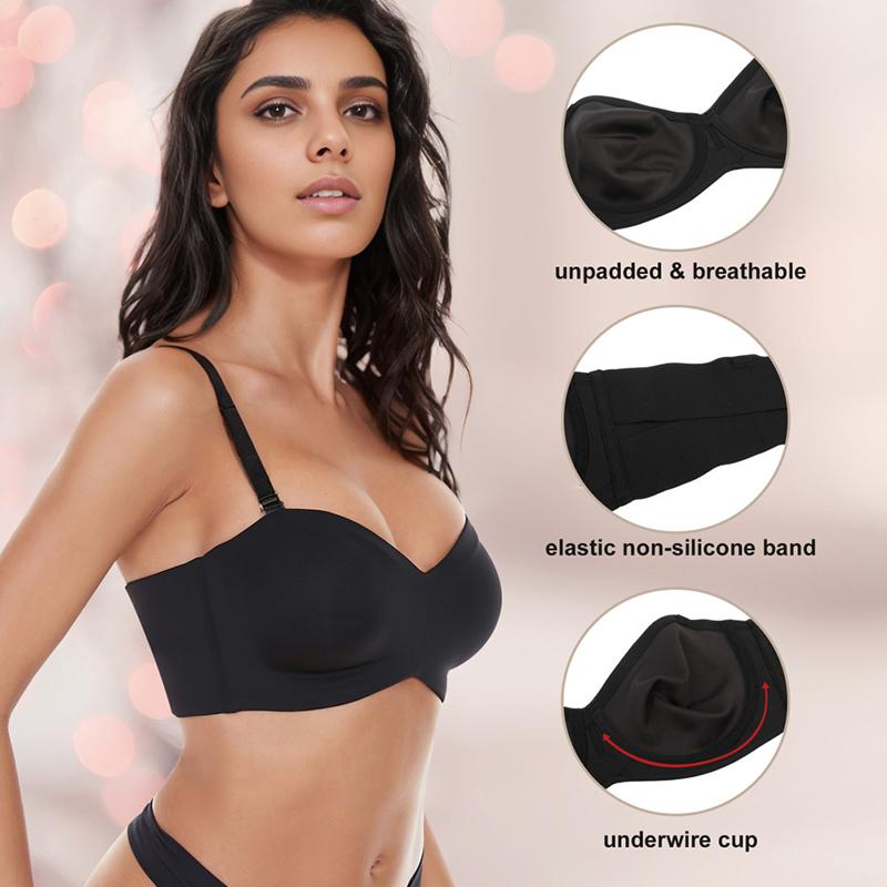 Reggiseni senza spalline da donna Reggiseno sfoderato antiscivolo Lingerie invisibile senza cuciture Reggiseno di supporto taglie forti Reggiseni push up
