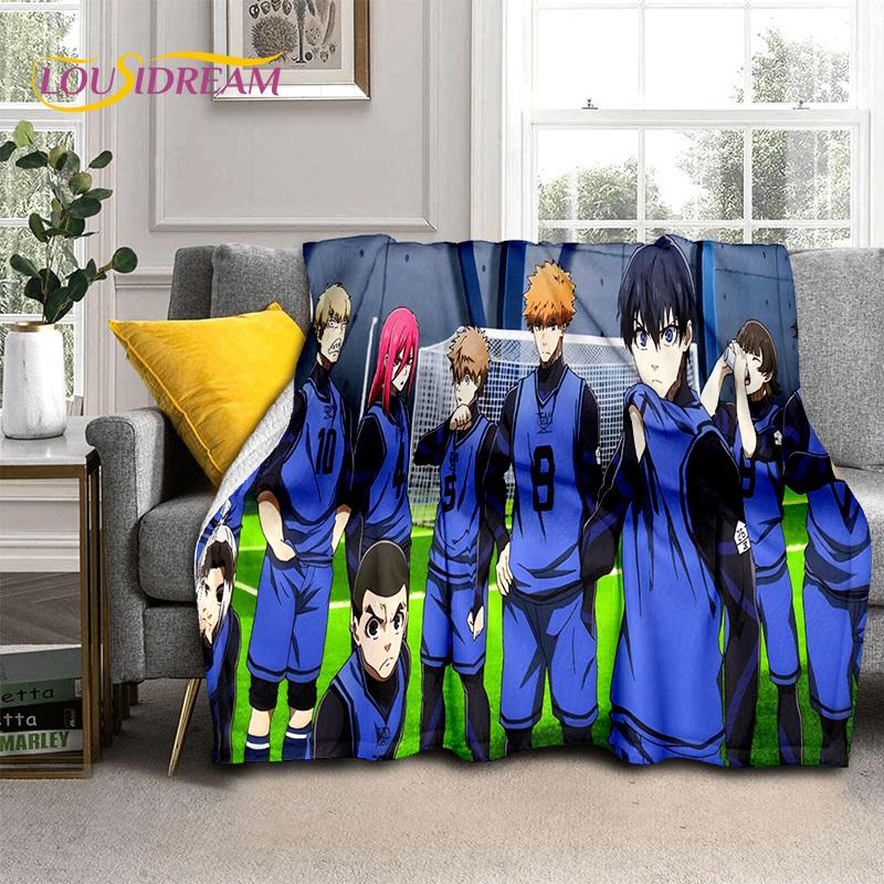3D Blue Lock Cartoon Football Anime Blanket,Soft Throw Blanket for Home Bedroom Bed Sofa Picnic Travel Office Cover Blanket Kids