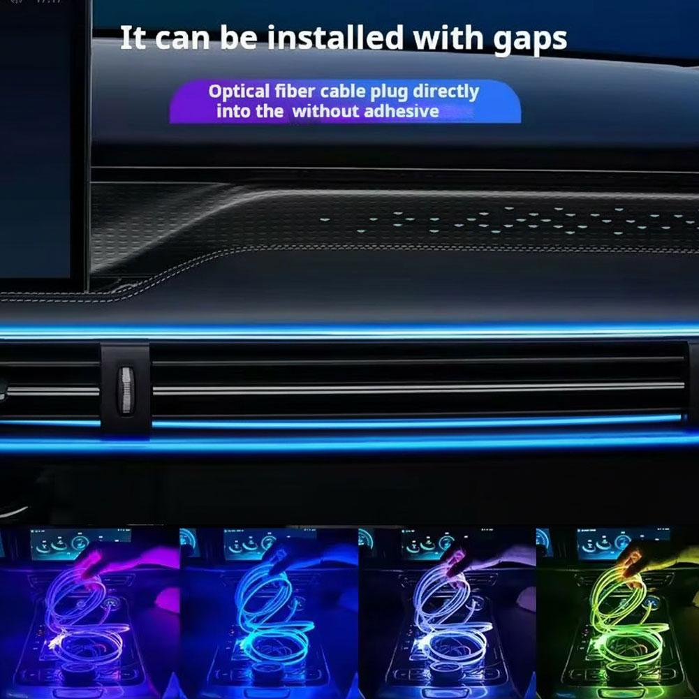 1/2/3/4/5M RGB Car Interior Ambient LED Light Strip Invisible USB Fiber Optic Atmosphere Lamp Support APP Control