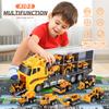 Alloy Car Model Kids Big Container Transporter Set with 6Pcs Mini Engineering Vehicle Fire Truck Racing Car Children Xmas Gifts
