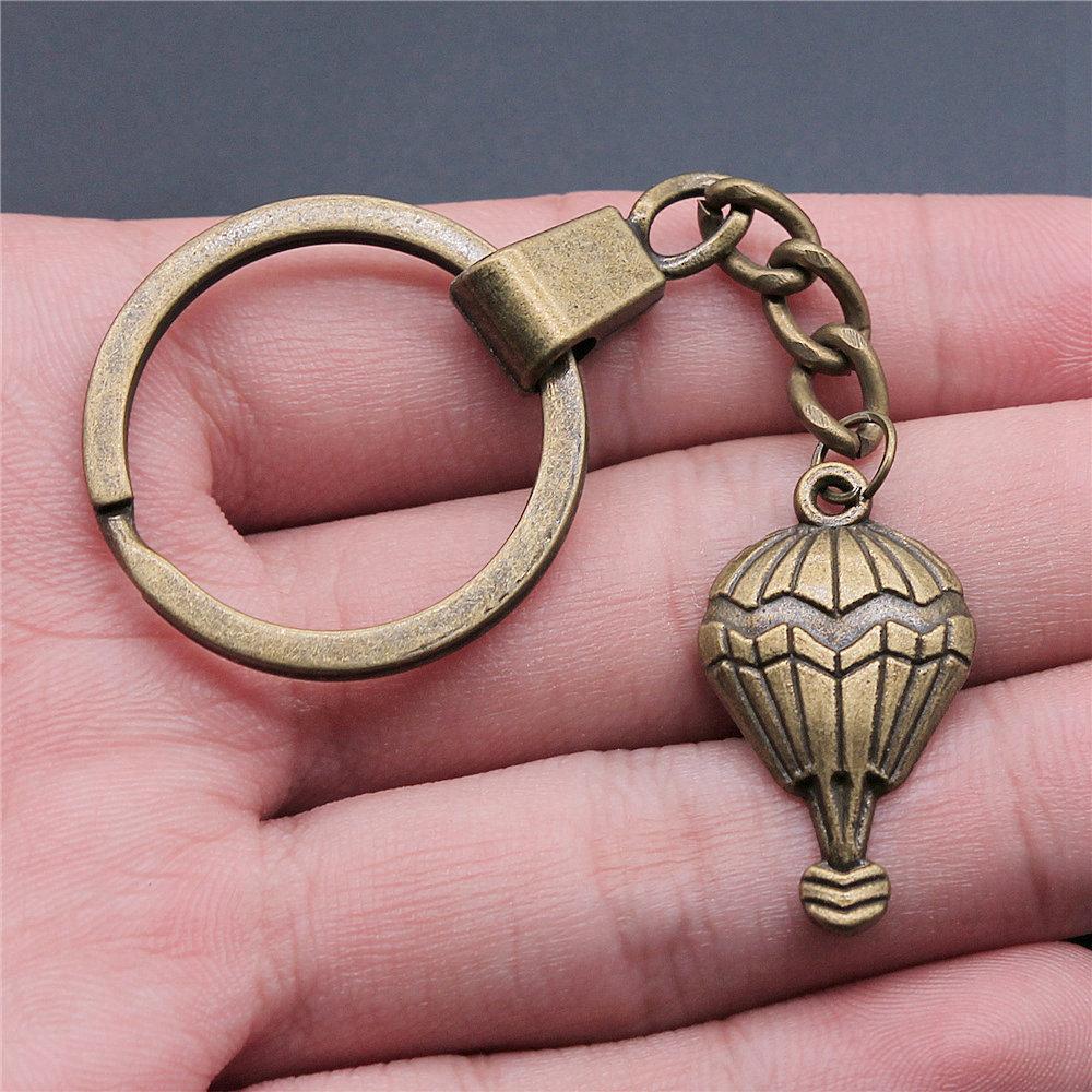 Punk Airplane Gear Steampunk Themed Antique Bronze Metal Keychain with 30mm Ring for Boys Bag Charm