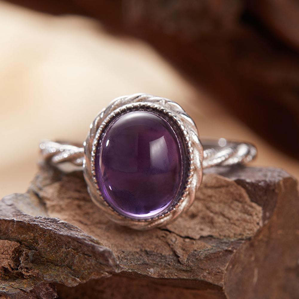 S Sterling Silver Ring Natural Topaz Crystal  Classic Fashion Engagement Party Gifts For Women Size Adjustable