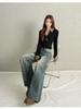 2025 Autumn/Winter Women's Sleek Low-Waist American Loose Straight-Leg Floor-Length Wide-Leg Jeans