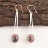 Natural Black Rhodonite 925 Silver Anniversary Gift Dangling Earrings Jewelry EE-136-26
