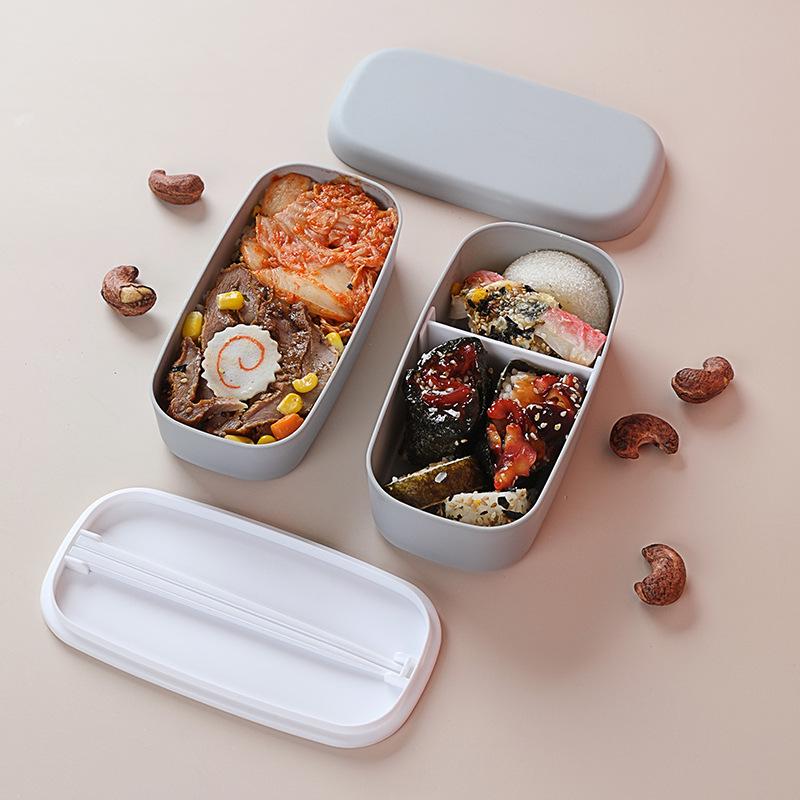 Dual-Layer Kids Lunch Box - Food-Grade, Microwave & Fridge Safe, Compartmented Plastic Bento.