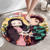 Classic Japanese-style Cartoon Demon Slayer Round Rug, Home Soft Decorative Anti-slip Yoga Mat and Chair Mat, Outdoor Floor Mat Carpet K33