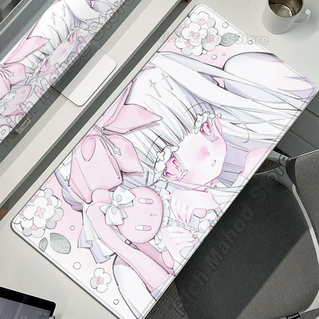 Anime Roztomilé Andělské Dívky Podložka pod Myš Herní Rozšířená Podložka na Stůl pro Notebook PC Kawaii Herní Skříňka Podložka pod Myš XXL Koberec pod Klávesnici Růžový Koberec