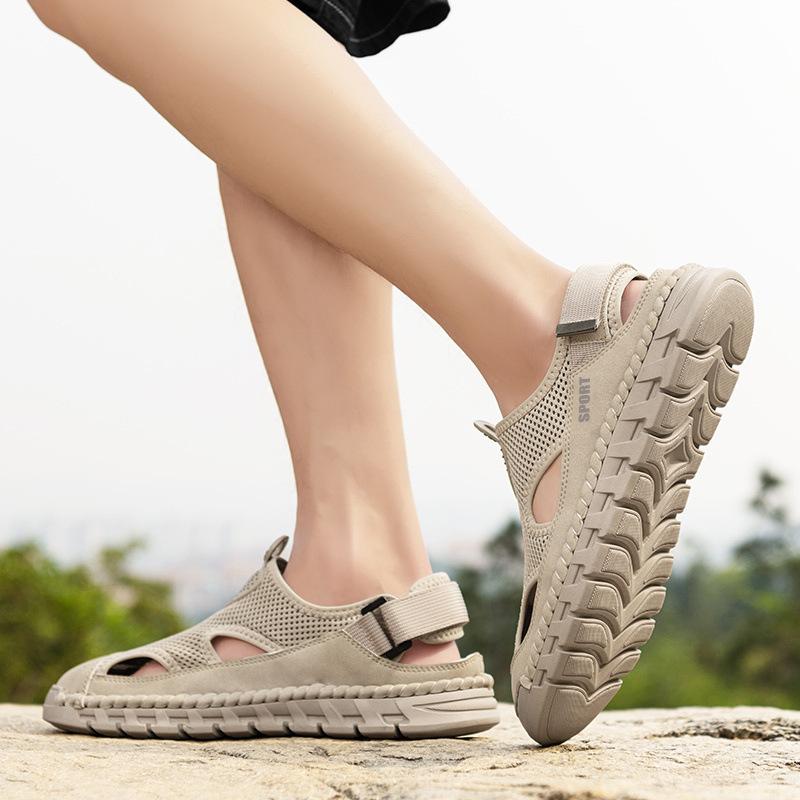 2025 Spring and Summer New Popular Thick-soled Outer Wear Hollow Breathable Net Sports Sandals Men's Versatile Leisure Commuting Light